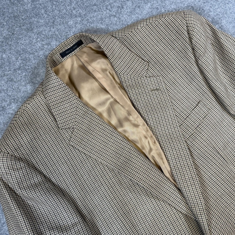 Chaps Blazer Mens 42R Brown Silk Wool Check Sport Coat Tweed Two Button Jacket